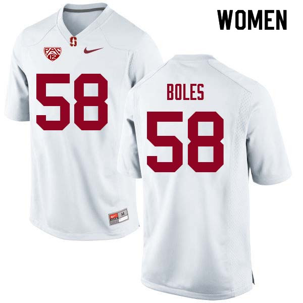 Women Stanford Cardinal #58 Dylan Boles College Football Jerseys Sale-White - Click Image to Close